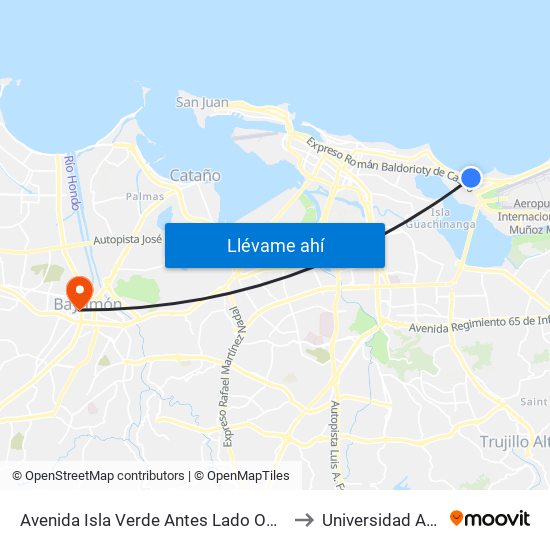 Avenida Isla Verde Antes Lado Opuesto Calle Rodriguez Ema to Universidad Ana G. Méndez map