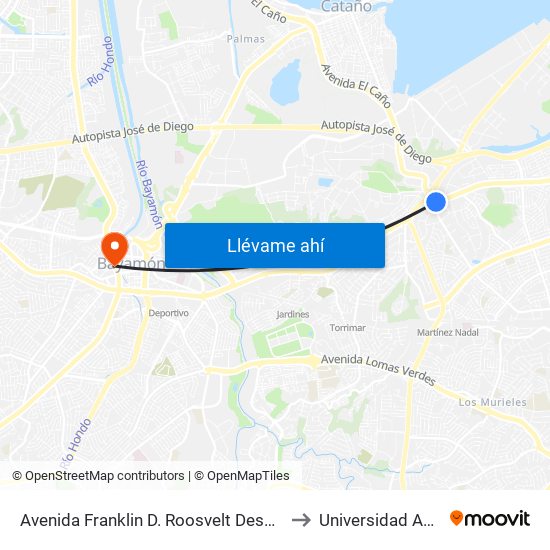 Avenida Franklin D. Roosvelt Despues Avenida San Patricio to Universidad Ana G. Méndez map