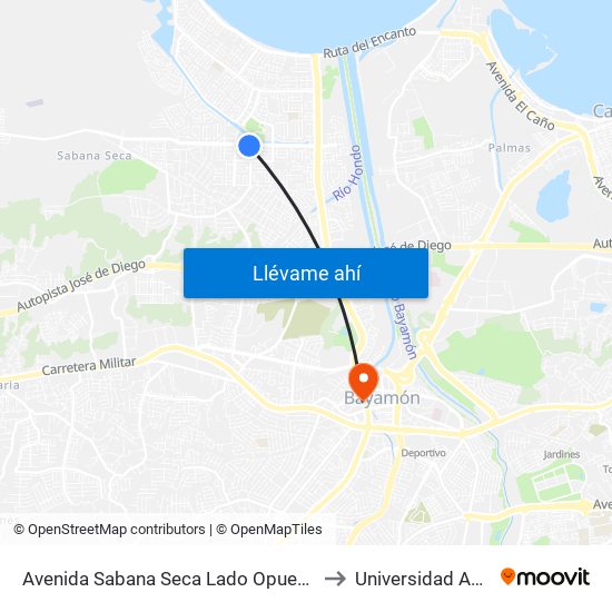 Avenida Sabana Seca Lado Opuesto Al Museo De Toa Baja to Universidad Ana G. Méndez map