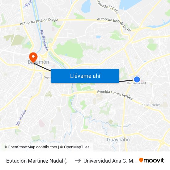 Estación Martinez Nadal (Abordo) to Universidad Ana G. Méndez map