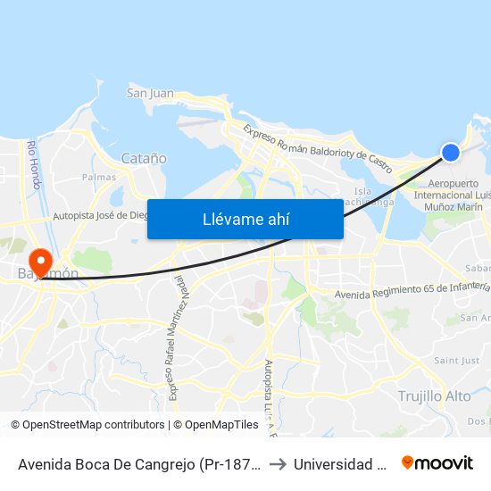 Avenida Boca De Cangrejo (Pr-187) 1ra Entrada Balneario Carolina to Universidad Ana G. Méndez map