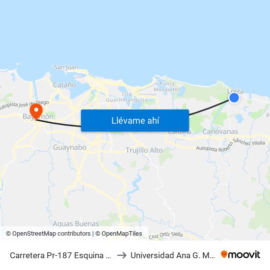 Carretera Pr-187 Esquina Pr-951 to Universidad Ana G. Méndez map