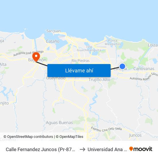 Calle Fernandez Juncos (Pr-874)  Esquina Calle 33 to Universidad Ana G. Méndez map