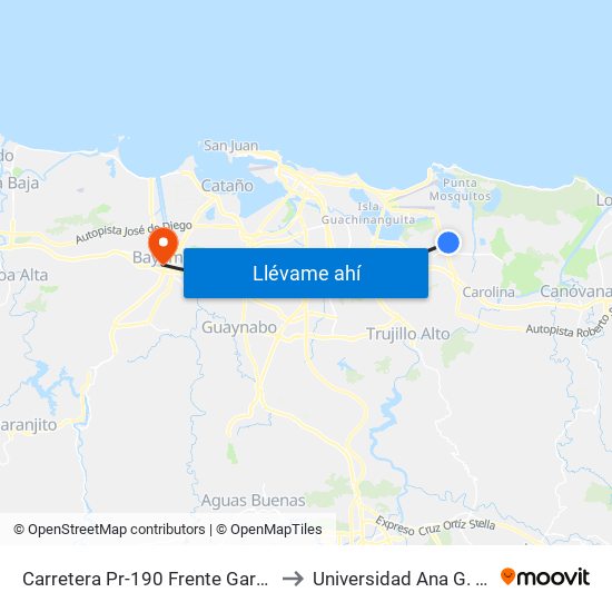 Carretera Pr-190 Frente Garage Hance to Universidad Ana G. Méndez map