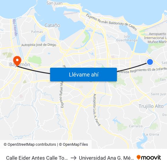 Calle Eider Antes Calle Torcaza to Universidad Ana G. Méndez map