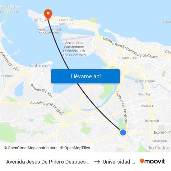 Avenida Jesus De Piñero Despues Salida Expreso Las América to Universidad Carlos Albizu map