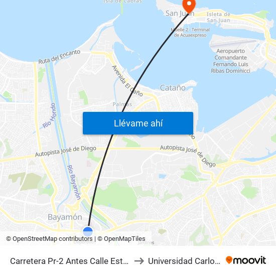 Carretera Pr-2 Antes Calle Estevan Padilla to Universidad Carlos Albizu map