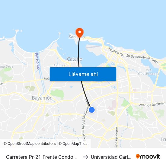 Carretera Pr-21 Frente Condominio Alameda to Universidad Carlos Albizu map