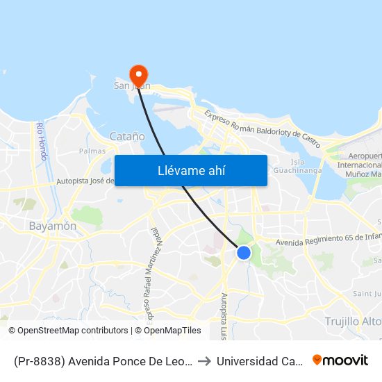 (Pr-8838) Avenida Ponce De Leon Despues Pr-176 to Universidad Carlos Albizu map