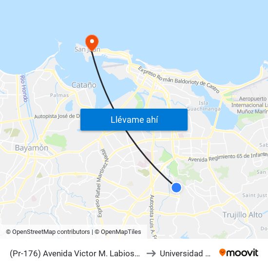 (Pr-176) Avenida Victor M. Labiosa Despues Calle San Javier to Universidad Carlos Albizu map