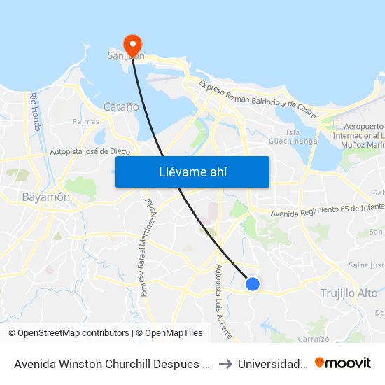 Avenida Winston Churchill Despues (Pr-176) Avenida Victor M. Labiosa to Universidad Carlos Albizu map