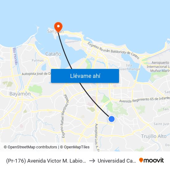 (Pr-176) Avenida Victor M. Labiosa Antes Calle Tejas to Universidad Carlos Albizu map