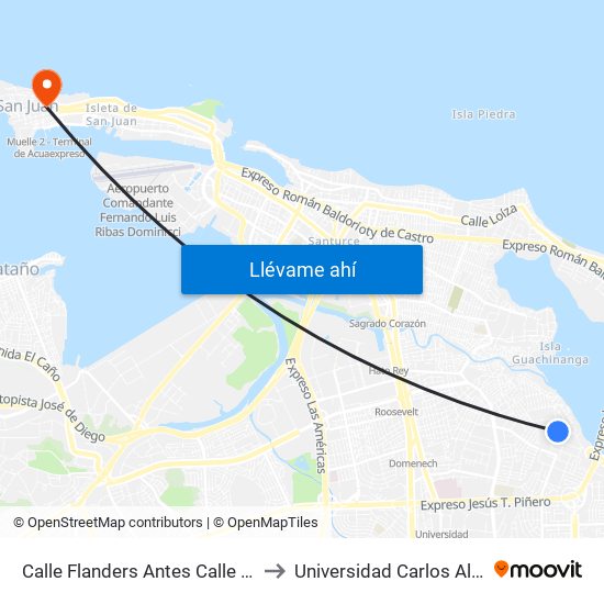 Calle Flanders Antes Calle Turia to Universidad Carlos Albizu map