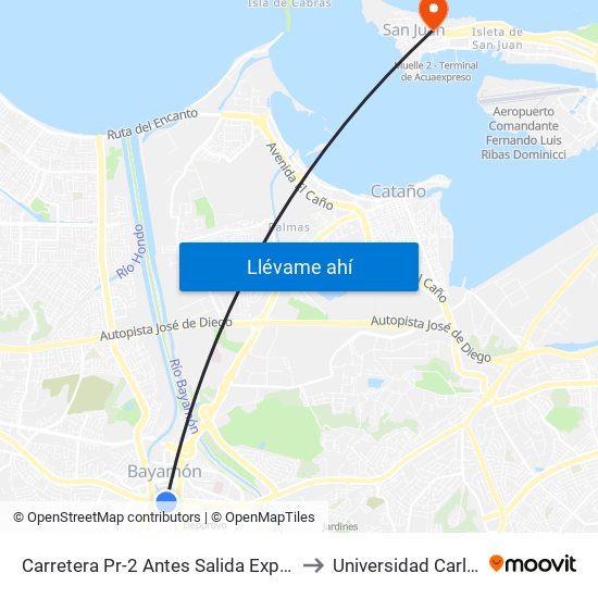 Carretera Pr-2 Antes Salida Expreso Rio Hondo to Universidad Carlos Albizu map