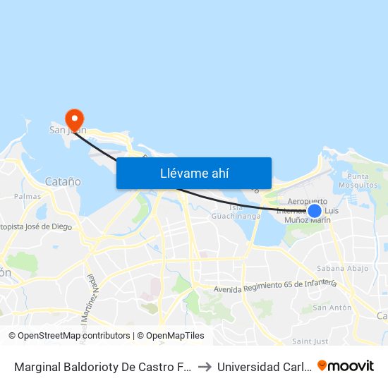 Marginal Baldorioty De Castro Frente Enterprice to Universidad Carlos Albizu map