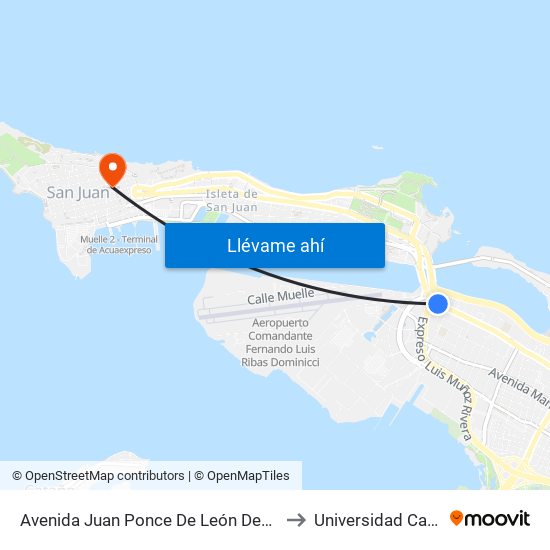 Avenida Juan Ponce De León Despues Calle Olimpo to Universidad Carlos Albizu map