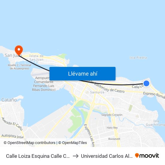 Calle Loiza Esquina Calle Caoba to Universidad Carlos Albizu map