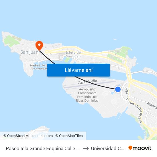 Paseo Isla Grande Esquina Calle Paseo De Las Fuentes to Universidad Carlos Albizu map