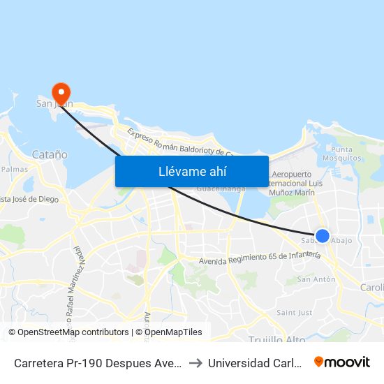 Carretera Pr-190 Despues Ave. Monserrate to Universidad Carlos Albizu map