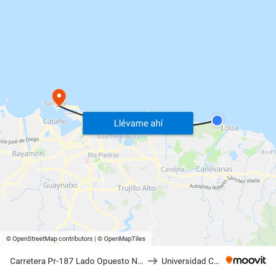 Carretera Pr-187 Lado Opuesto Negocio Aqui Me Quedo to Universidad Carlos Albizu map