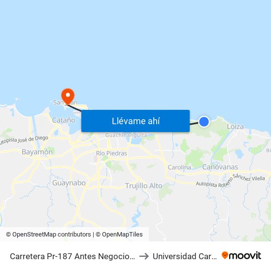 Carretera Pr-187 Antes Negocio Terraza Domitila to Universidad Carlos Albizu map