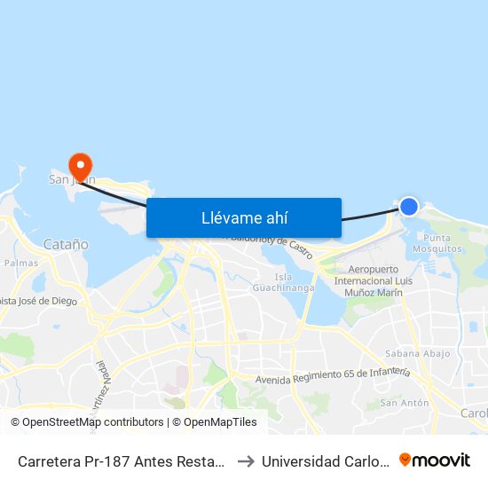 Carretera Pr-187 Antes Restauran Carmin to Universidad Carlos Albizu map