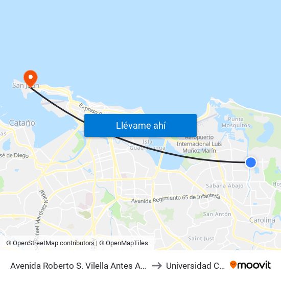 Avenida Roberto S. Vilella Antes Avenida Roberto Clemente to Universidad Carlos Albizu map