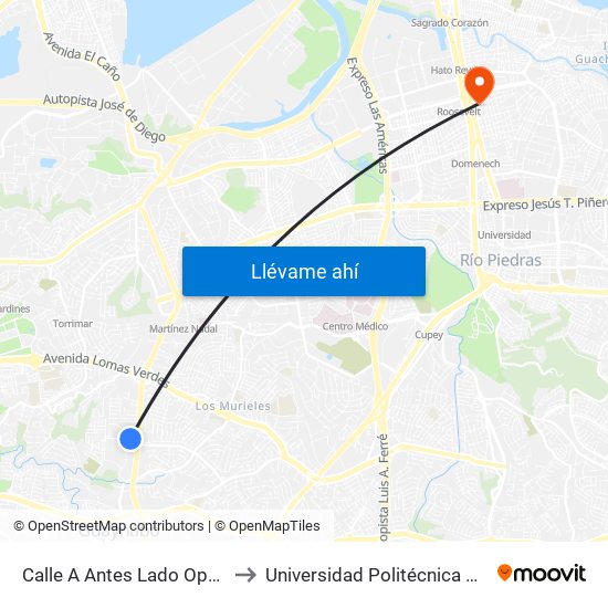 Calle A Antes Lado Opuesto Calle D to Universidad Politécnica De Puerto Rico map