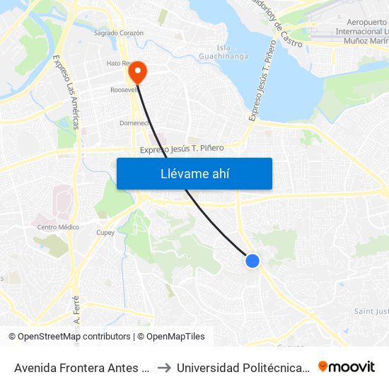 Avenida Frontera Antes Calle Cantizales to Universidad Politécnica De Puerto Rico map