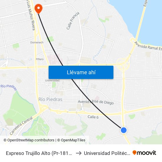 Expreso Trujillo Alto (Pr-181) Antes Avenida Park Garden to Universidad Politécnica De Puerto Rico map