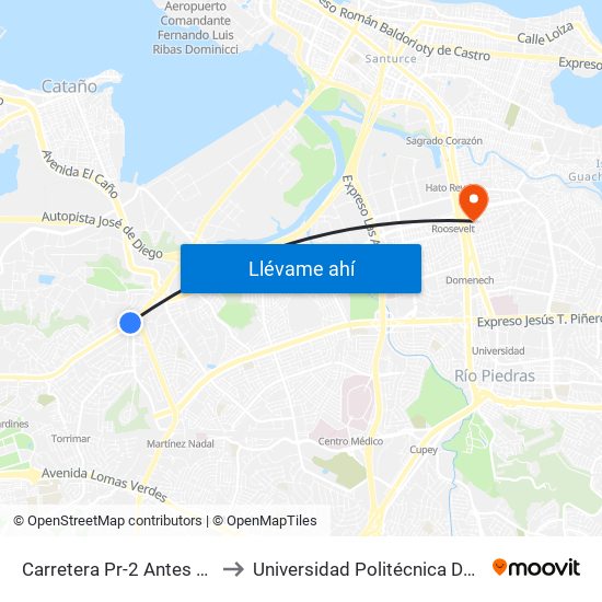 Carretera Pr-2 Antes Calle Millan to Universidad Politécnica De Puerto Rico map