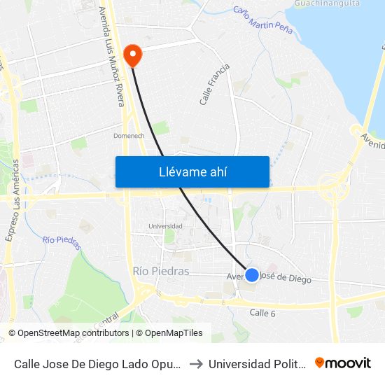 Calle Jose De Diego Lado Opuesto Despues Calle Maximo Alomar to Universidad Politécnica De Puerto Rico map