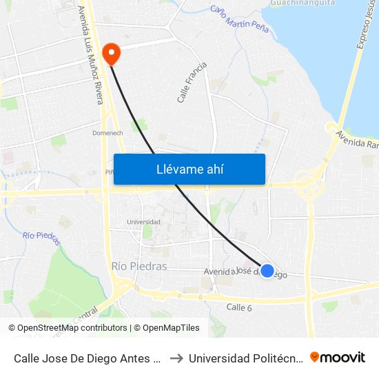 Calle Jose De Diego Antes Calle Pedro Diaz Correa to Universidad Politécnica De Puerto Rico map