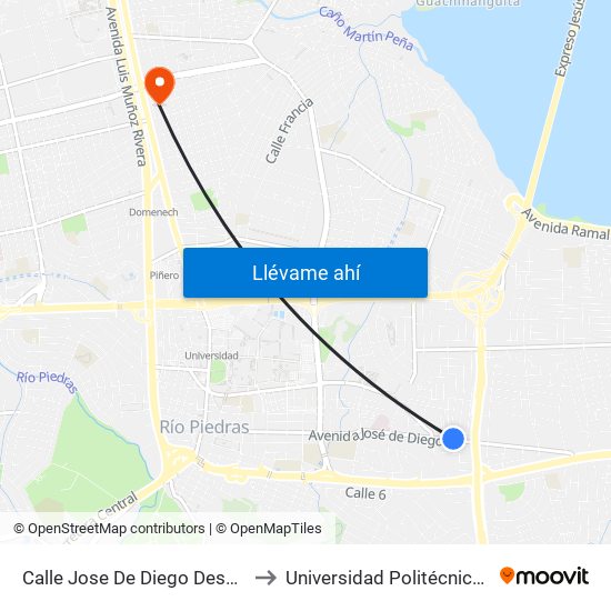 Calle Jose De Diego Despues Calle Alcazar to Universidad Politécnica De Puerto Rico map