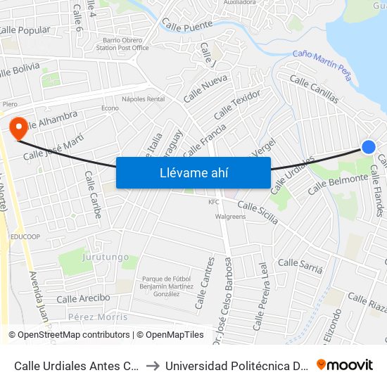 Calle Urdiales Antes Calle Flandes to Universidad Politécnica De Puerto Rico map