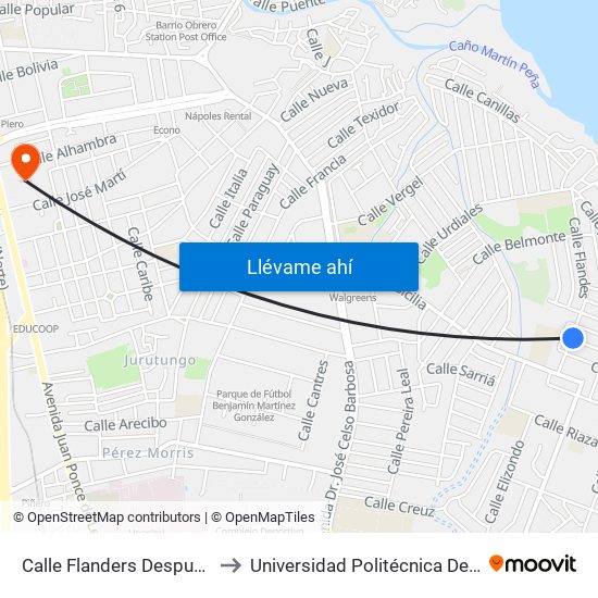 Calle Flanders Despues Calle 40 to Universidad Politécnica De Puerto Rico map