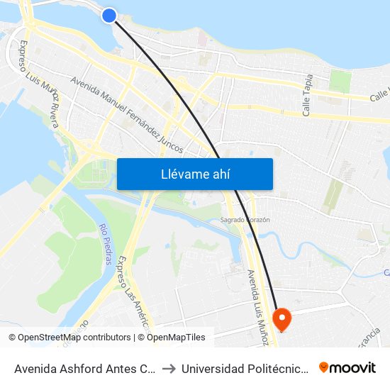 Avenida Ashford Antes Calle Barranquitas to Universidad Politécnica De Puerto Rico map