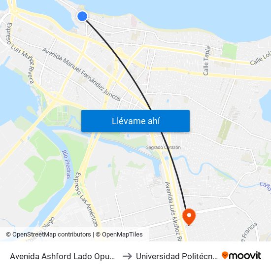 Avenida Ashford Lado Opuesto Avenida Magdalena to Universidad Politécnica De Puerto Rico map