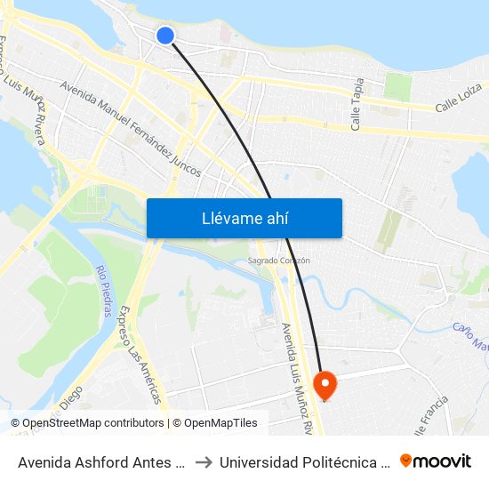 Avenida Ashford Antes Calle Condado to Universidad Politécnica De Puerto Rico map