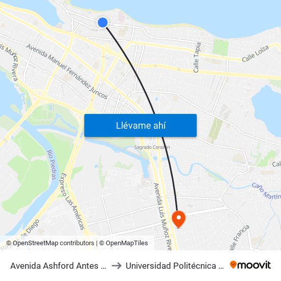 Avenida Ashford Antes Calle Cervante to Universidad Politécnica De Puerto Rico map