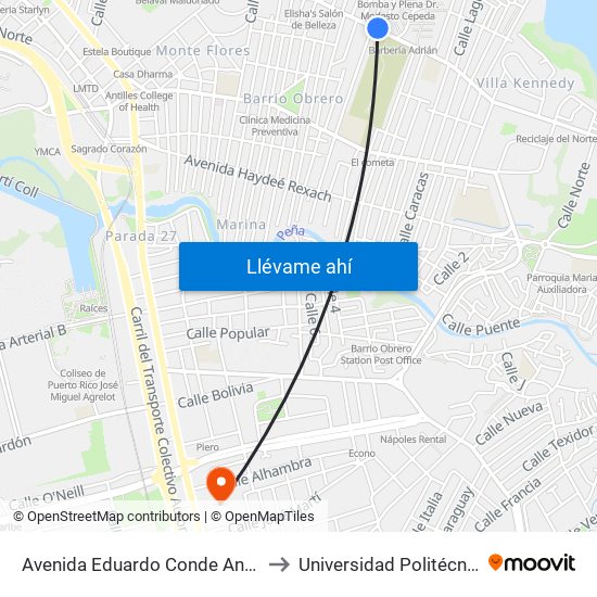 Avenida Eduardo Conde Antes Calle Buena Ventura to Universidad Politécnica De Puerto Rico map