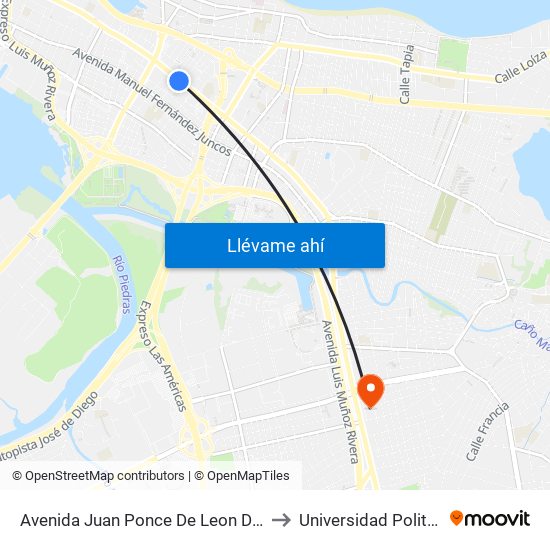 Avenida Juan Ponce De Leon Despues Lado Opuesto Calle Duffaut to Universidad Politécnica De Puerto Rico map