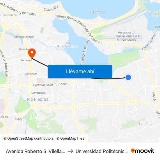 Avenida Roberto S. Vilella Esquina Calle 263 to Universidad Politécnica De Puerto Rico map