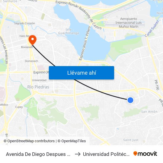 Avenida De Diego Despues Bulevard De La Media Luna to Universidad Politécnica De Puerto Rico map