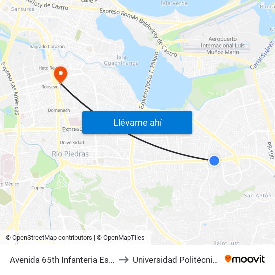 Avenida 65th Infanteria Esquina Calle Modesta to Universidad Politécnica De Puerto Rico map