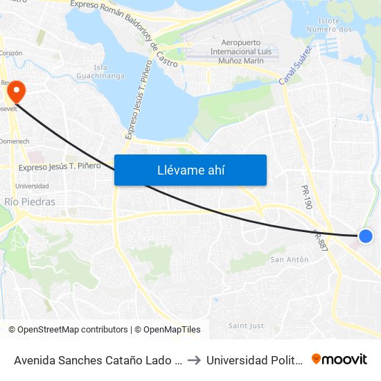 Avenida Sanches Cataño Lado Opuesto Entrada Hospital Regional to Universidad Politécnica De Puerto Rico map