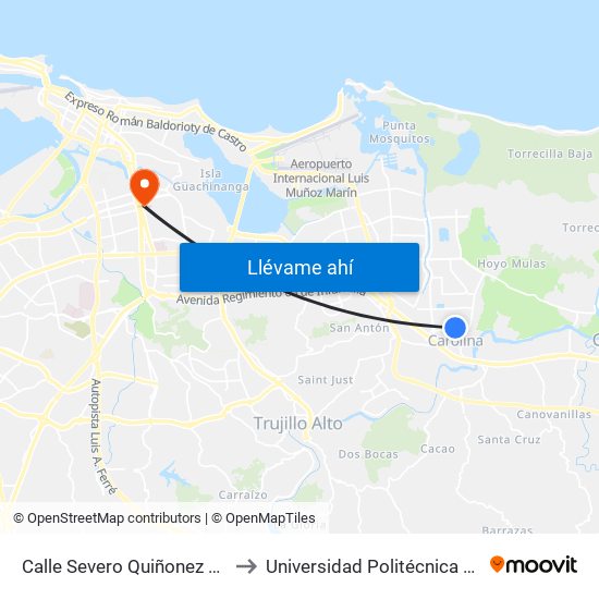 Calle Severo Quiñonez Antes Calle 24 to Universidad Politécnica De Puerto Rico map