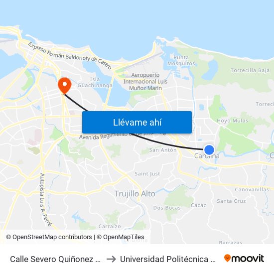 Calle Severo Quiñonez Antes Calle 7 to Universidad Politécnica De Puerto Rico map