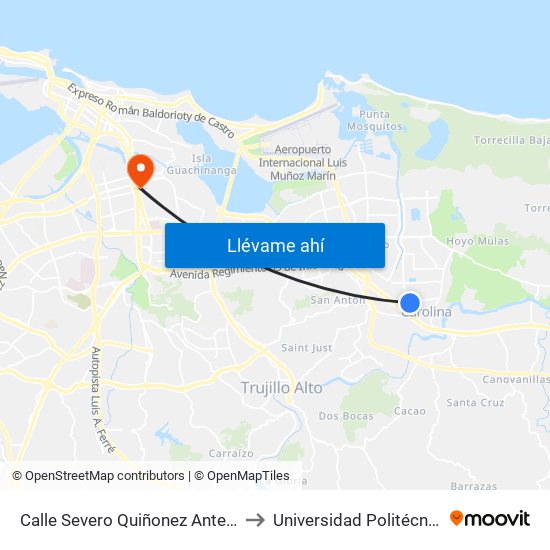 Calle Severo Quiñonez Antes Calle Pablo Gonzalez to Universidad Politécnica De Puerto Rico map