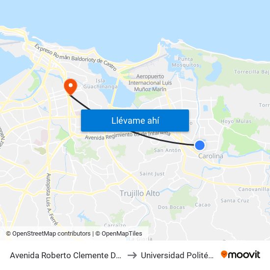 Avenida Roberto Clemente Despues Lado Opuesto Calle 6 to Universidad Politécnica De Puerto Rico map